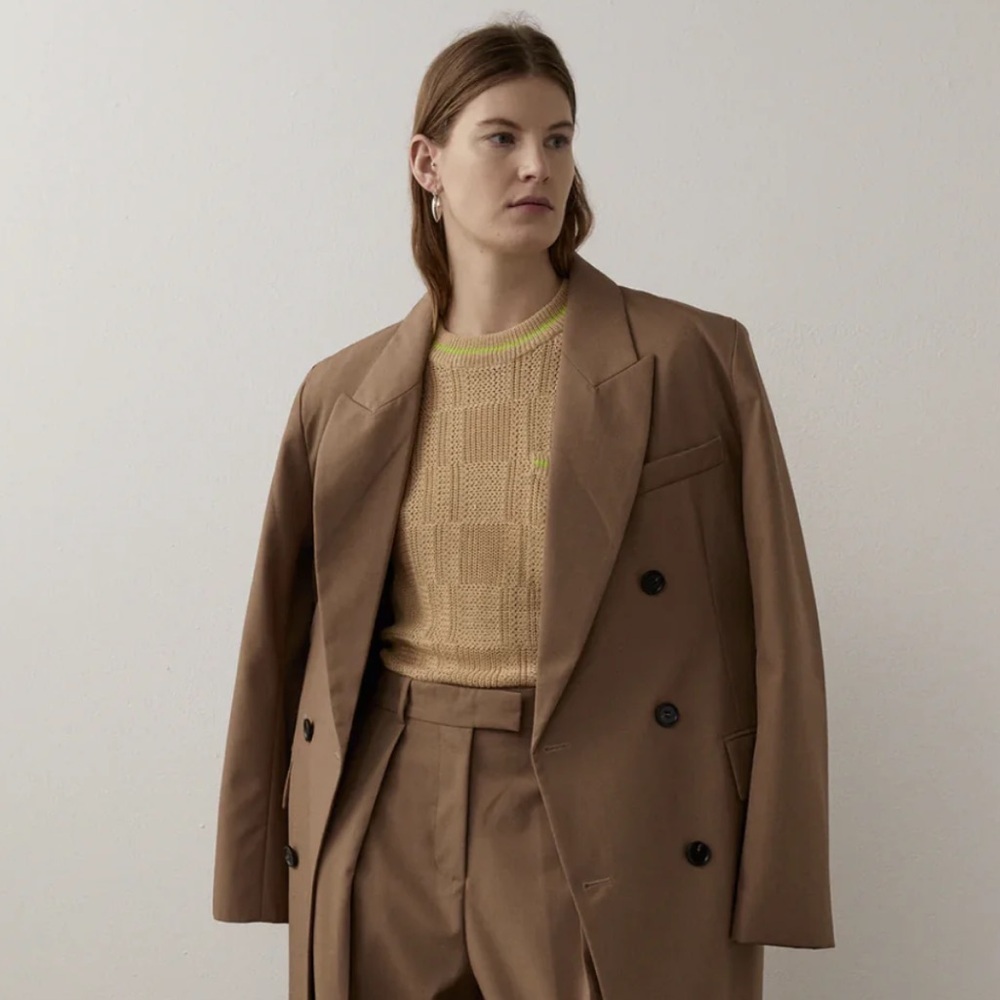 ✨ BLANCA Wool Carment Long Brown Trench Coat Jacket